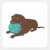 Sticker Carré LR chocolate lab mâcher boule dessin animé (Devant)