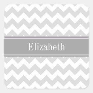Sticker Carré Lt Grey What Chevron Grey Nom Monogramme