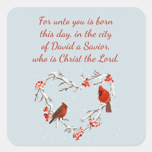 Sticker Carré Luc 2:11 Écriture Bible de Noël Verse (Devant)