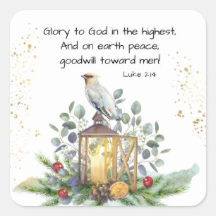 Sticker Carré Luc 2:14 Gloire à Dieu dans le plus grand Noël