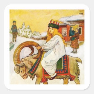 Sticker Carré Lucia monte la chèvre de juillet