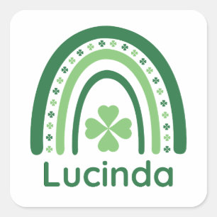 Sticker Carré Lucinda Nom Clover Boho Rainbow