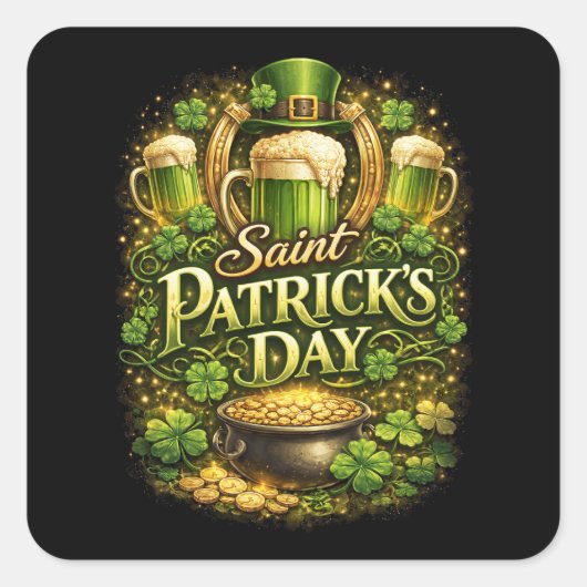 Sticker Carré Luck of the Emerald Isle (Devant)