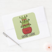 Sticker Carré Lucky Bamboo Plant with Greeting (Enveloppe)