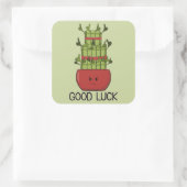 Sticker Carré Lucky Bamboo Plant with Greeting (Sac)