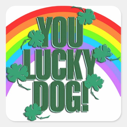 Sticker Carré Lucky Dog et Rainbow St Patrick (Devant)