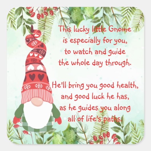 Sticker Carré Lucky Gnome Ce petit Carré Gnome de chance (Devant)