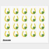Sticker Carré Lucky Golden Horseshoe avec Shamrock en blanc (Feuille)