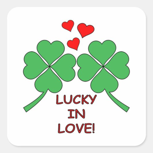 Sticker Carré Lucky In Love Hearts Clover (Devant)