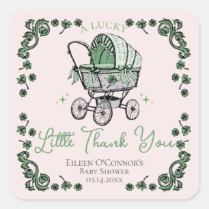 Sticker Carré Lucky Little Merci Jour de la Saint Patrick Baby s