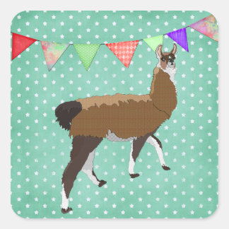 Sticker Carré Lucky Llama