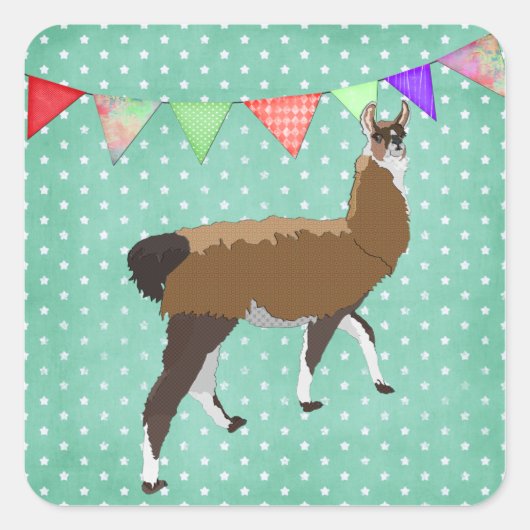 Sticker Carré Lucky Llama (Devant)