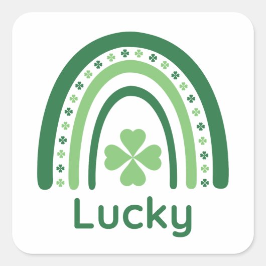Sticker Carré Lucky Nom Clover Boho Rainbow (Devant)