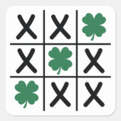 Sticker Carré Lucky Shamrock Tic Tac Toe (Devant)