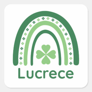 Sticker Carré Lucrece Nom Clover Bohème Arc-en-ciel