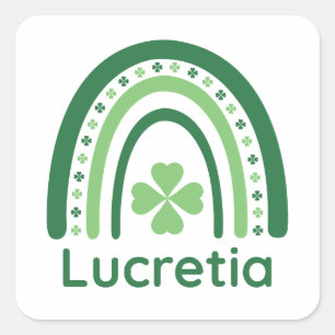 Sticker Carré Lucretia Nom Clover Boho Rainbow
