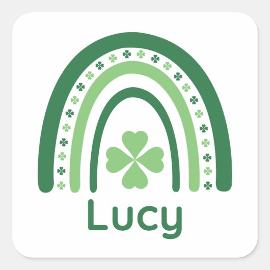 Sticker Carré Lucy Nom Clover Boho Rainbow (Devant)