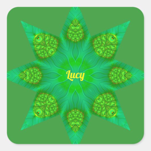 Sticker Carré LUCY ~ WOW ! Conception fractale octogonale Green  (Devant)
