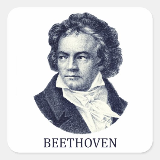 Sticker Carré Ludwig van Beethoven, bleu (Devant)