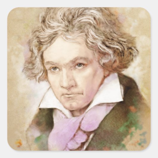 Sticker Carré Ludwig van Beethoven im Aquarell Stil (Devant)