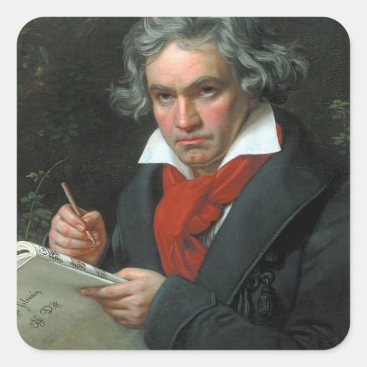 Sticker Carré Ludwig van Beethoven Portrait (Devant)