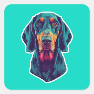 Sticker Carré Lueur Loyale – Portrait Pop Art Vibrant d'un Bluet