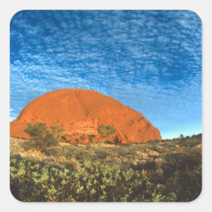 Sticker Carré Lueur rouge de la célèbre Ayers Rock dans l'Outbac