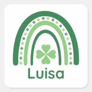 Sticker Carré Luisa Nom Clover Boho Rainbow