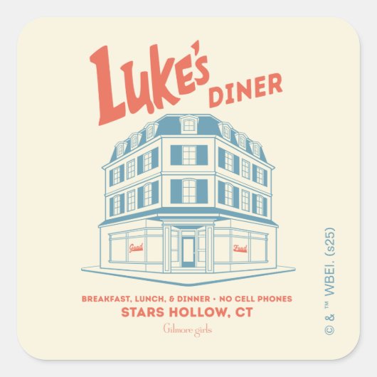 Sticker Carré Luke’s Diner Stars Hollow Design (Devant)