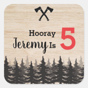 Sticker Carré Lumberjack Boy Anniversaire Fête Favoriser Sticke