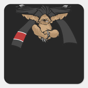 Sticker Carré Lumière de ceinture noire de paresse de Jiu Jitsu