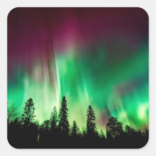 Sticker Carré Lumière nord d'Aurora borealis