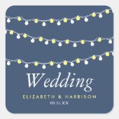 Sticker Carré Lumières à cordes modernes, Mariage jaune et blanc (Devant)