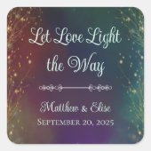 Sticker Carré Lumières de fées magiques Mariage forestier enchan (Devant)