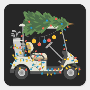 Sticker Carré Lumières de sapin de Noël pour chariot de golf Xma
