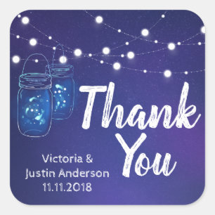 Sticker Carré Lumières rustiques de campagne mason jarres luciol