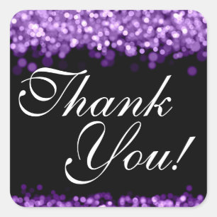 Sticker Carré Lumières violet Merci Mariage