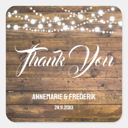 Sticker Carré Luminaires à crémaillère rustique en bois (Devant)