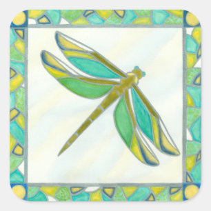 Sticker Carré Lumineuse libellule Pastel par Vanna Lam