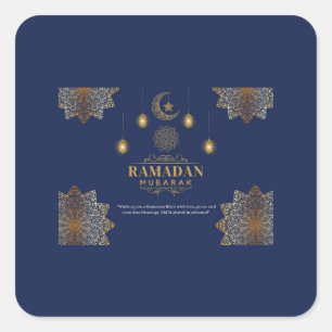 Sticker Carré Lumineuse Salutation de Ramadan à la Lanterne Élég