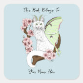 Sticker Carré Luna Moth Moth Blanc Chat Vert (Devant)
