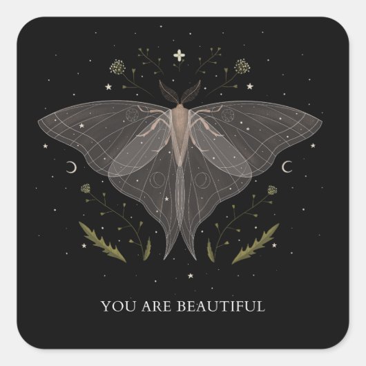 Sticker Carré Luna Moth - Vous êtes Belle (Devant)
