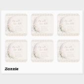 Sticker Carré Lune | Baby shower Hippie Boho (Feuille)