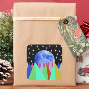 Sticker Carré Lune bleue