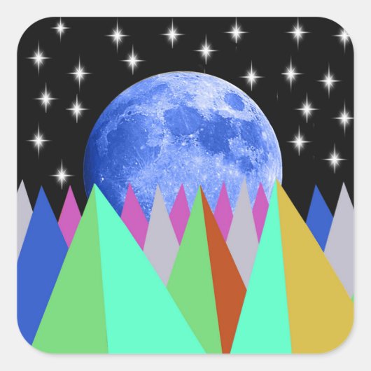 Sticker Carré Lune bleue (Devant)