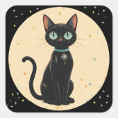 Sticker Carré Lune de chat noir atomique futuriste (Devant)