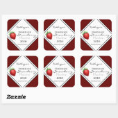 Sticker Carré Lune de fraises maison personnalisée (Feuille)