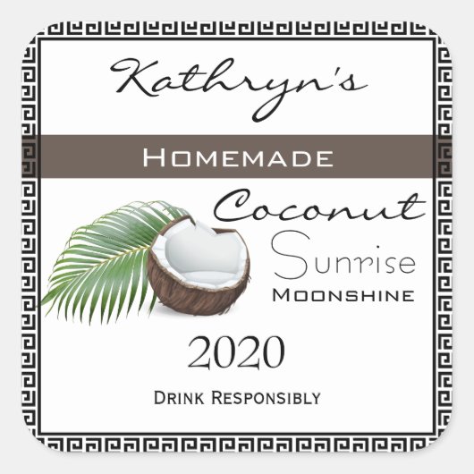 Sticker Carré Lune de noix de coco maison (Devant)