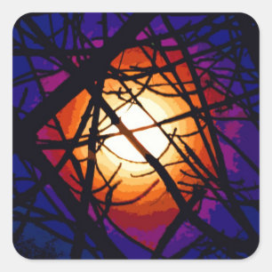Sticker Carré Lune de verre tendue Abstraite