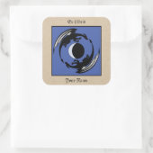 Sticker Carré Lune Dragons Imaginaire Design Plaque (Sac)